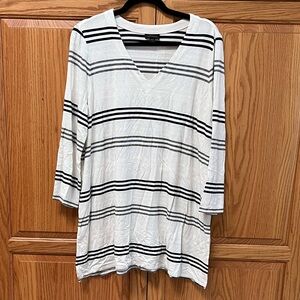 J. Jill Black and White Striped Long Sleeve Top, GUC, Size L Tall